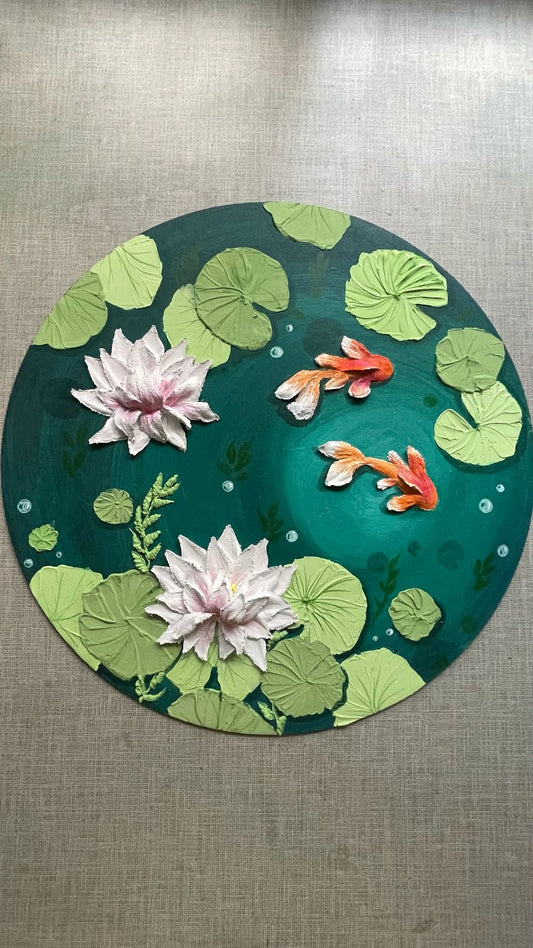 Handmade Fish in Water Textured Art – A Serene & Artistic Masterpiece