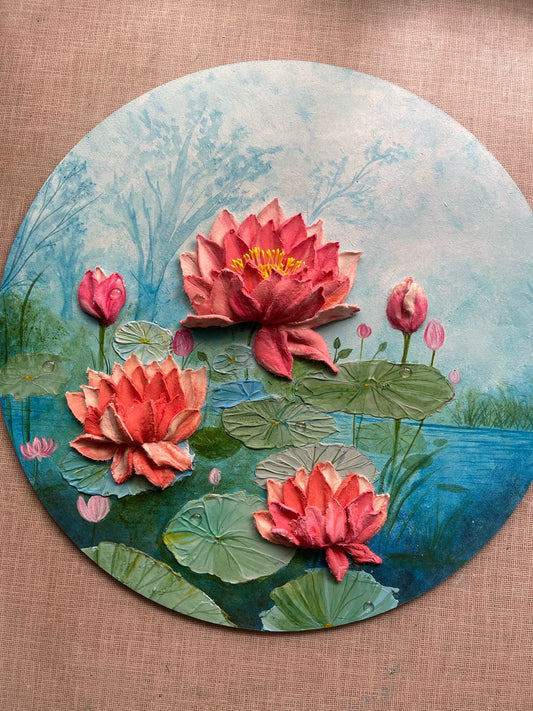 Handmade Lotus Textured Art – A Symbol of Purity & Spirituality